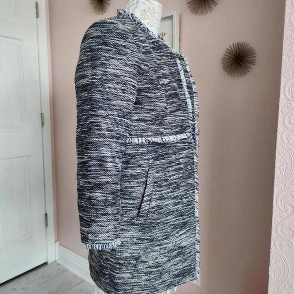 LKNW Topper coat navy tweed Ivanka Trump 8 jacket blazer long 3/4 sl
